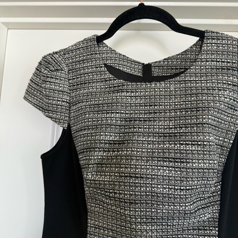 Moulinette Soeurs Anthropologie Black Gray Metallic Tweed Sheath Dress 6P Y2K - Picture 7 of 15